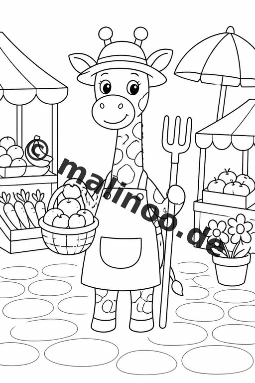 Giraffen Malbuch 20 Ausmalbilder gedruckt und gebunden – Vorschaubild 10