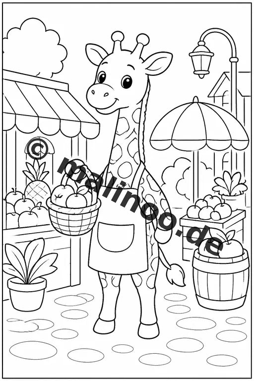 Giraffen Malbuch 20 Ausmalbilder gedruckt und gebunden – Vorschaubild 10