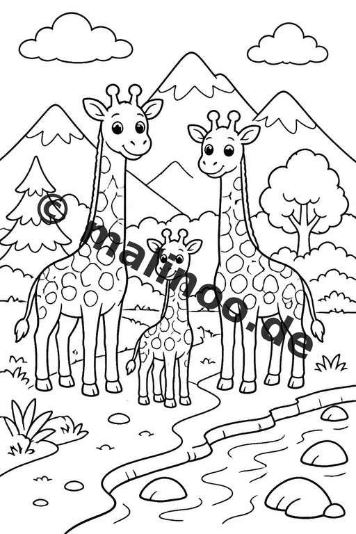 Giraffen Malbuch 20 Ausmalbilder gedruckt und gebunden – Vorschaubild 6