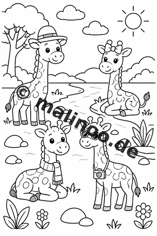 Giraffen Malbuch 20 Ausmalbilder gedruckt und gebunden – Vorschaubild 7