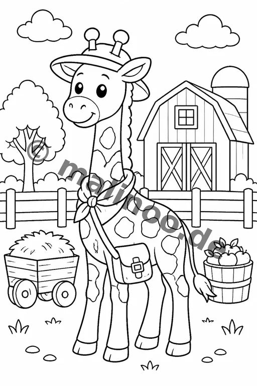 Giraffen Malbuch 20 Ausmalbilder gedruckt+gebunden – Vorschaubild 7