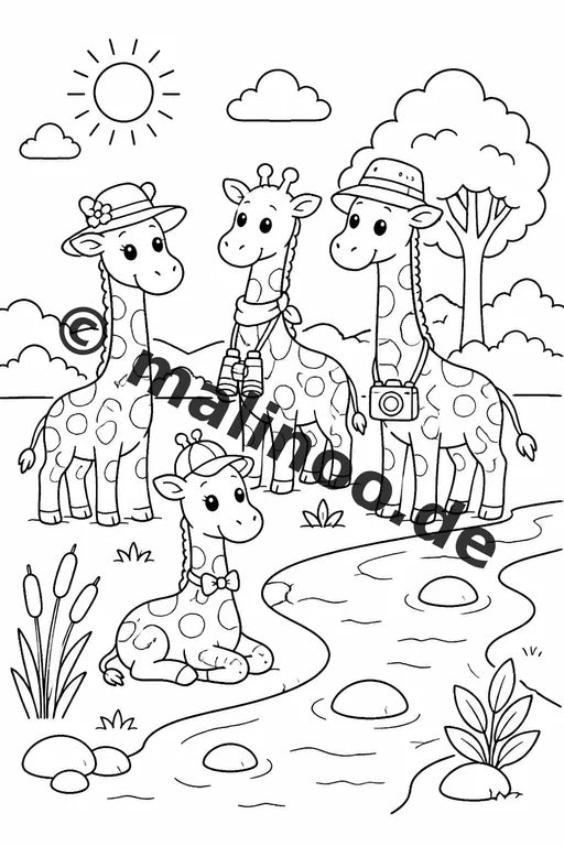 Giraffen Malbuch 20 Ausmalbilder gedruckt und gebunden – Vorschaubild 7