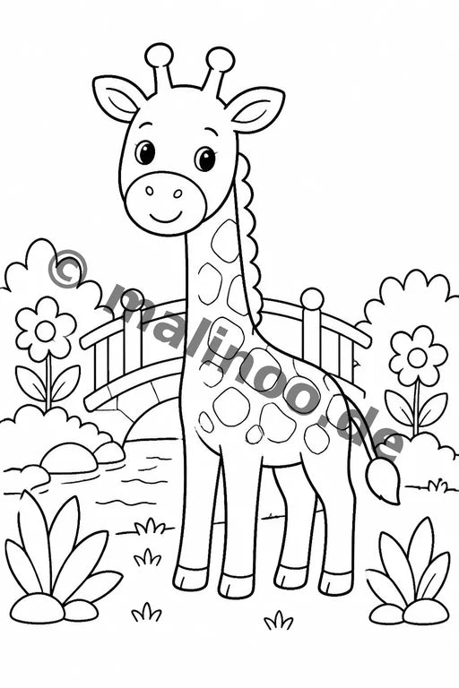 Giraffen Malbuch 20 Ausmalbilder gedruckt+gebunden – Vorschaubild 9
