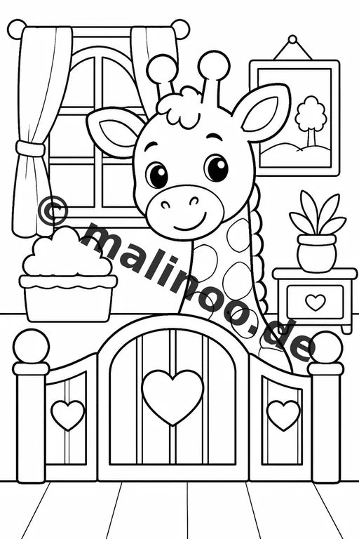 Giraffen Malbuch 20 Ausmalbilder gedruckt und gebunden – Vorschaubild 9