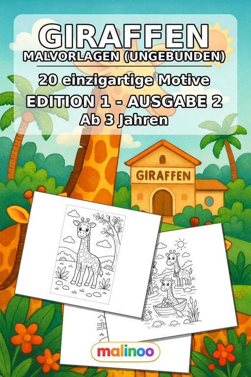 Giraffen Malbuch 20 Ausmalbilder gedruckt+lose – Cover