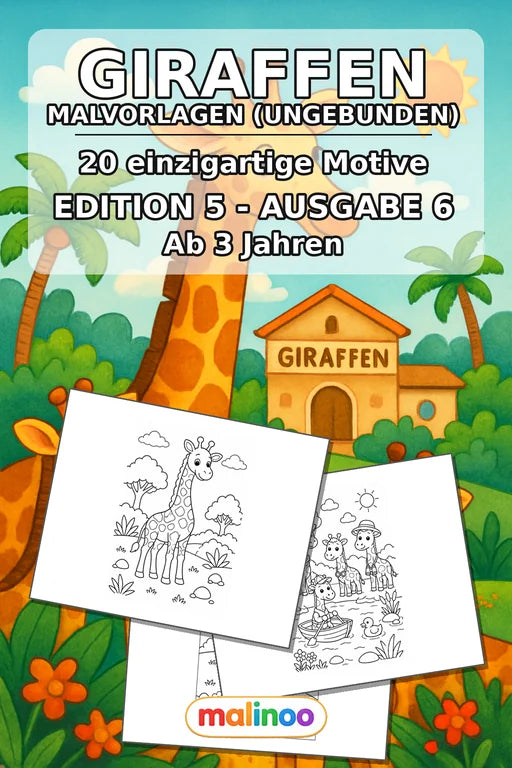 Giraffen Malbuch 20 Ausmalbilder gedruckt+lose – Cover