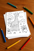 Giraffen Malbuch 20 Ausmalbilder gedruckt+lose – Mockup-Ansicht