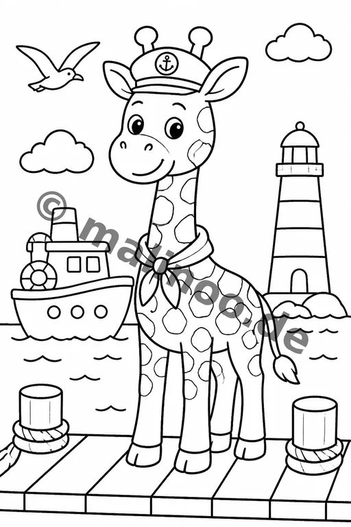 Giraffen Malbuch 20 Ausmalbilder gedruckt+lose – Vorschaubild 10