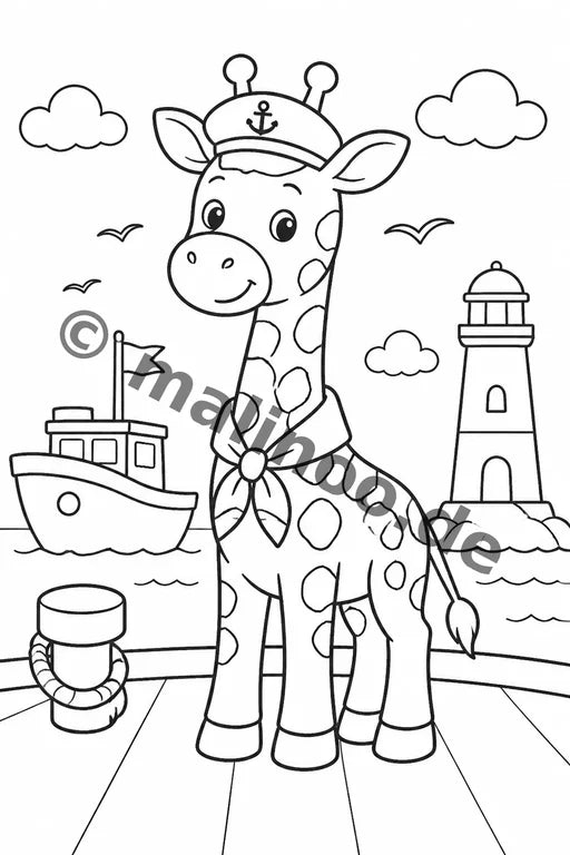 Giraffen Malbuch 20 Ausmalbilder gedruckt+lose – Vorschaubild 10