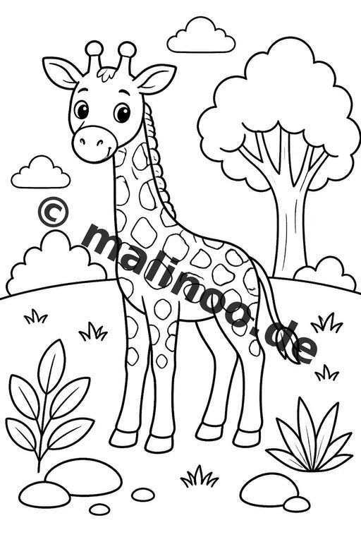 Giraffen Malbuch 20 Ausmalbilder gedruckt, ungebunden – Vorschaubild 1