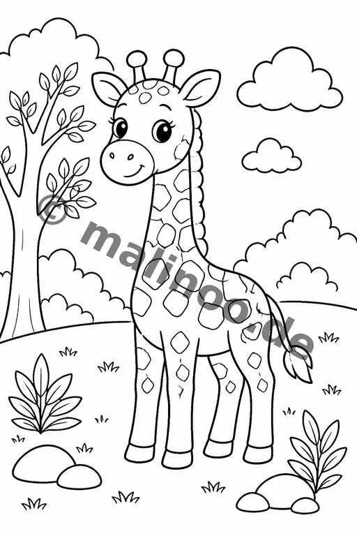 Giraffen Malbuch 20 Ausmalbilder gedruckt+lose – Vorschaubild 1
