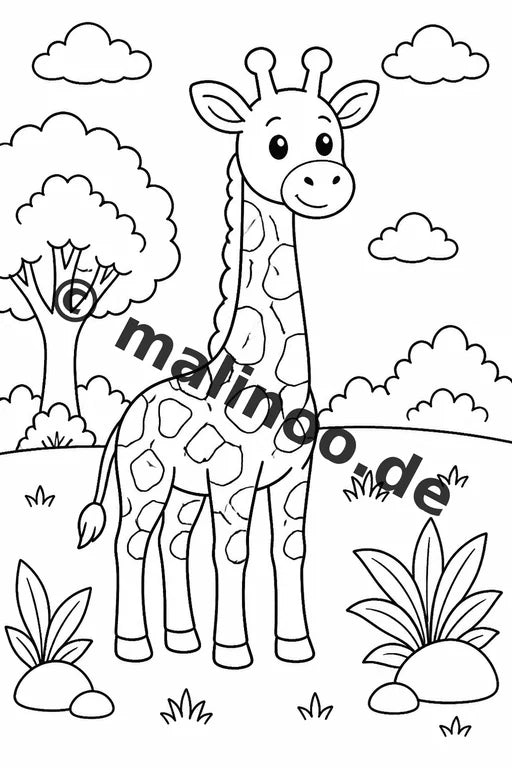 Giraffen Malbuch 20 Ausmalbilder gedruckt, ungebunden – Vorschaubild 1