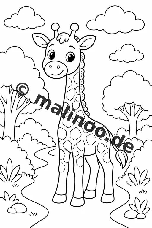 Giraffen Malbuch 20 Ausmalbilder gedruckt, ungebunden – Vorschaubild 2