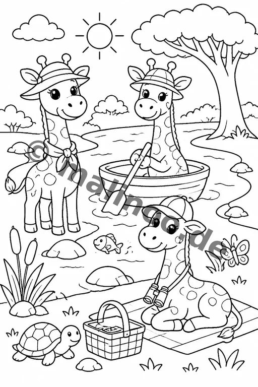 Giraffen Malbuch 20 Ausmalbilder gedruckt+lose – Vorschaubild 2