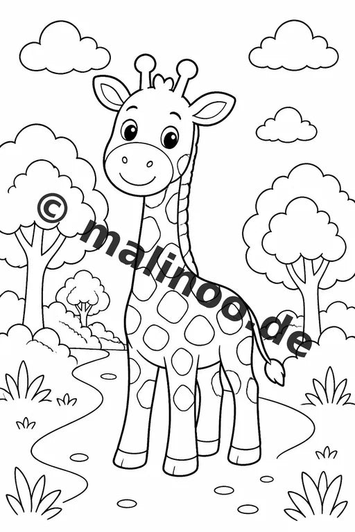 Giraffen Malbuch 20 Ausmalbilder gedruckt, ungebunden – Vorschaubild 2