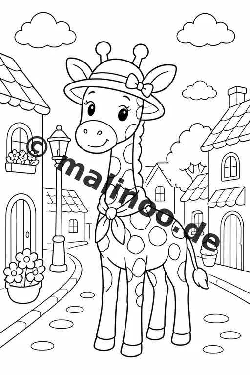 Giraffen Malbuch 20 Ausmalbilder gedruckt, ungebunden – Vorschaubild 3