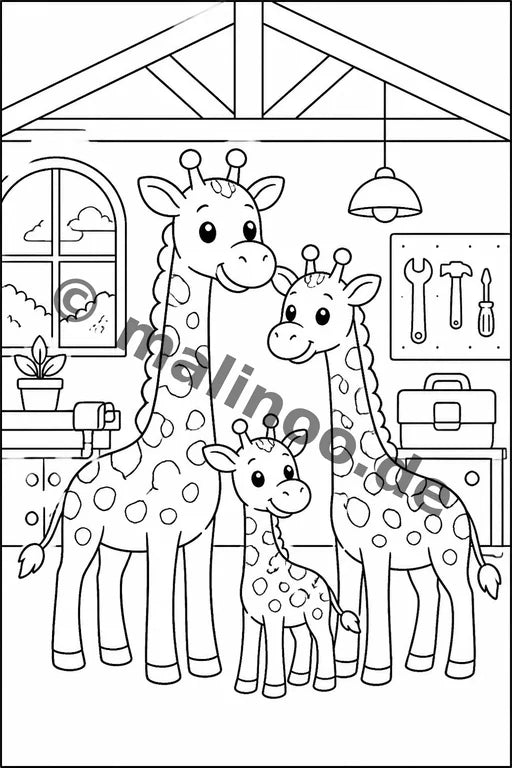 Giraffen Malbuch 20 Ausmalbilder gedruckt+lose – Vorschaubild 4