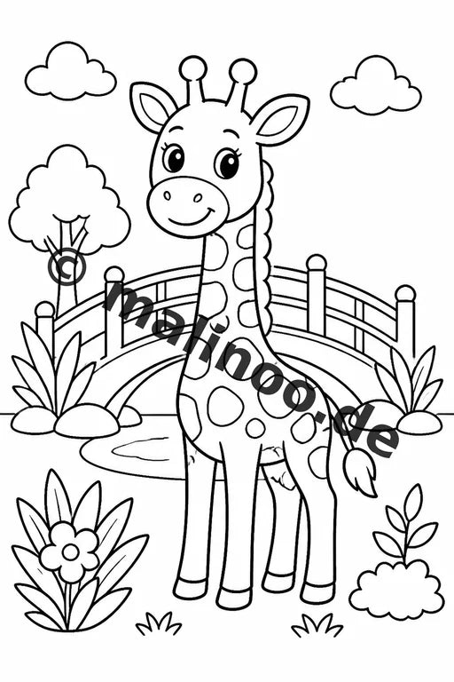 Giraffen Malbuch 20 Ausmalbilder gedruckt, ungebunden – Vorschaubild 5