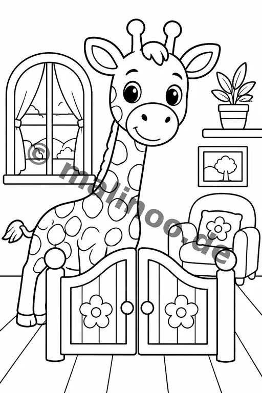 Giraffen Malbuch 20 Ausmalbilder gedruckt+lose – Vorschaubild 6