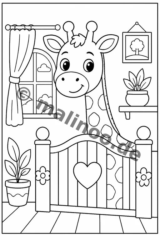 Giraffen Malbuch 20 Ausmalbilder gedruckt+lose – Vorschaubild 6
