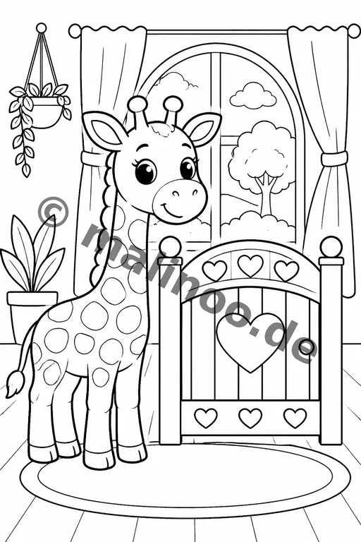 Giraffen Malbuch 20 Ausmalbilder gedruckt+lose – Vorschaubild 6