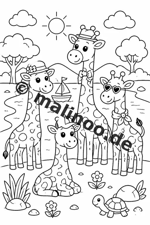 Giraffen Malbuch 20 Ausmalbilder gedruckt, ungebunden – Vorschaubild 7