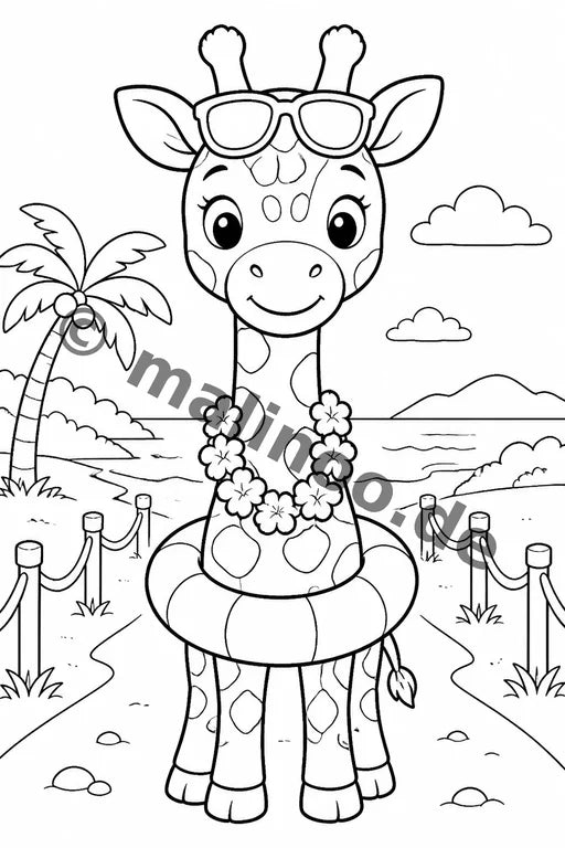 Giraffen Malbuch 20 Ausmalbilder gedruckt+lose – Vorschaubild 8