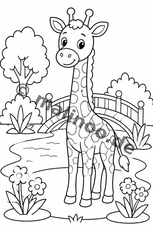 Giraffen Malbuch 20 Ausmalbilder gedruckt+lose – Vorschaubild 9