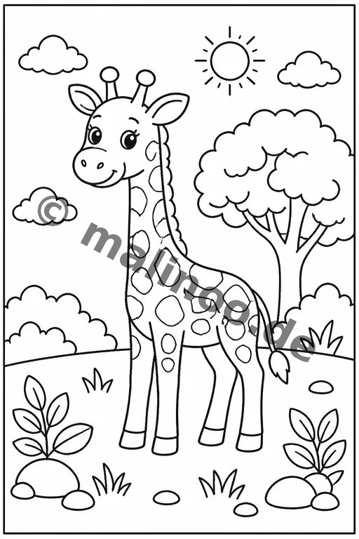 Giraffen Malbuch 50 Ausmalbilder PDF Download – Vorschaubild 1