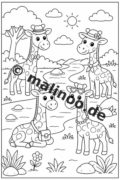 Giraffen Malbuch 50 Ausmalbilder gedruckt und gebunden – Vorschaubild 7