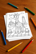 Giraffen Malbuch 50 Ausmalbilder gedruckt+lose – Mockup-Ansicht