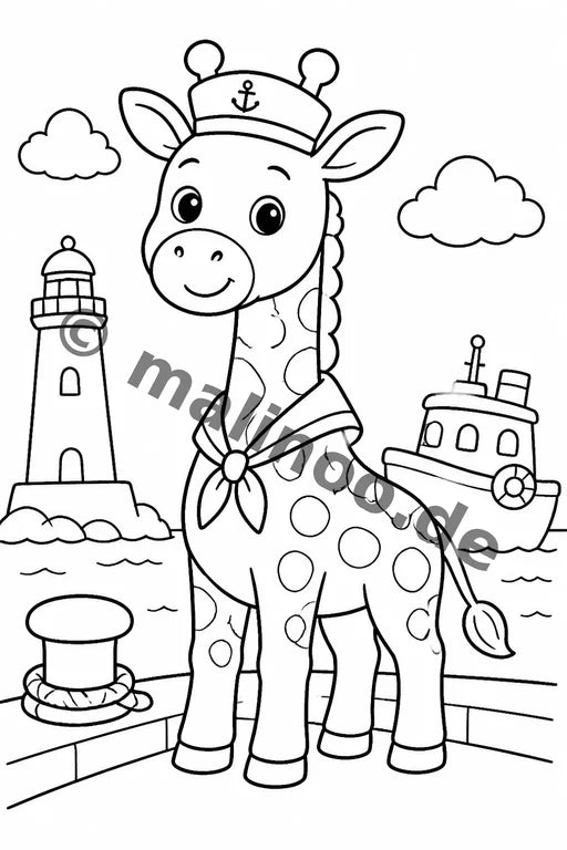 Giraffen Malbuch 50 Ausmalbilder gedruckt+lose – Vorschaubild 10