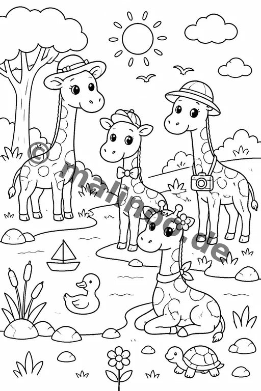 Giraffen Malbuch 50 Ausmalbilder gedruckt+lose – Vorschaubild 2