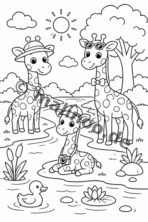 Giraffen Malbuch 50 Ausmalbilder gedruckt+lose – Vorschaubild 2