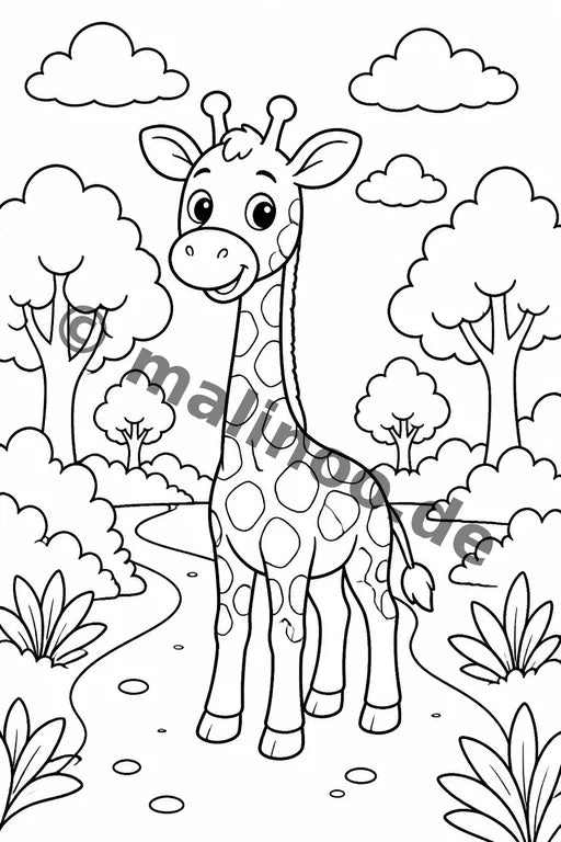 Giraffen Malbuch 50 Ausmalbilder gedruckt+lose – Vorschaubild 3