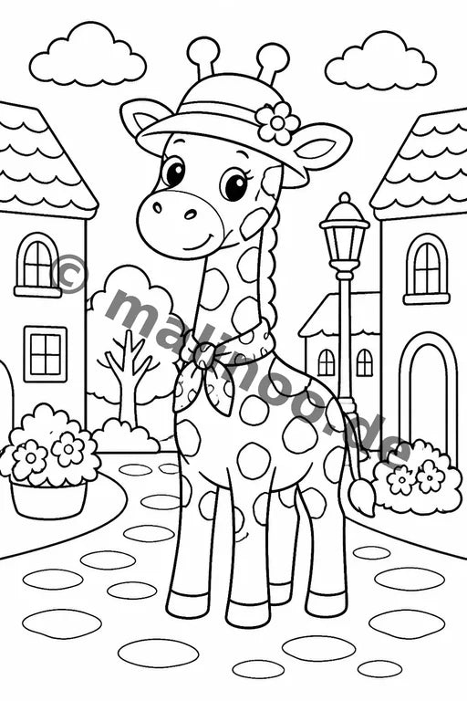 Giraffen Malbuch 50 Ausmalbilder gedruckt+lose – Vorschaubild 5