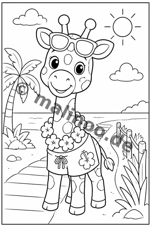 Giraffen Malbuch 50 Ausmalbilder gedruckt+lose – Vorschaubild 8