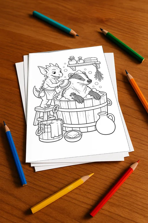 Goblins Malbuch 20 Ausmalbilder gedruckt+lose – Mockup-Ansicht
