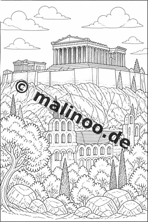 Griechenland Malbuch 100 Ausmalbilder PDF Download digital – Vorschaubild 1