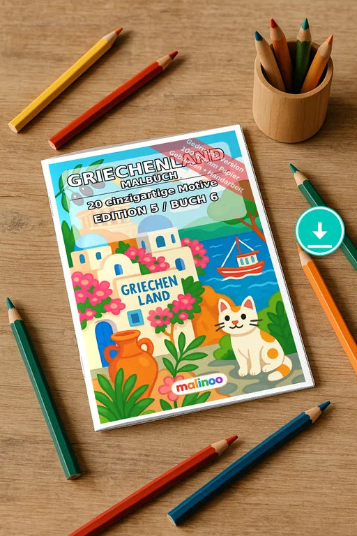 Griechenland Malbuch 20 Ausmalbilder PDF Download digital – Mockup-Ansicht