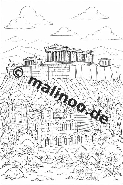 Griechenland Malbuch 20 Ausmalbilder PDF Download digital – Vorschaubild 1