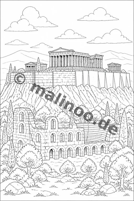 Griechenland Malbuch 20 Ausmalbilder PDF Download – Vorschaubild 1