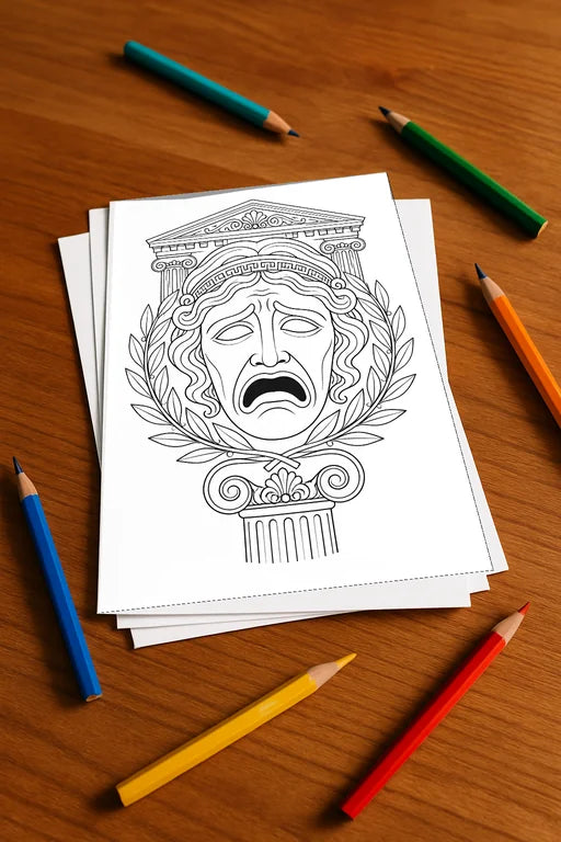 Griechenland Malbuch 20 Ausmalbilder gedruckt+lose – Mockup-Ansicht