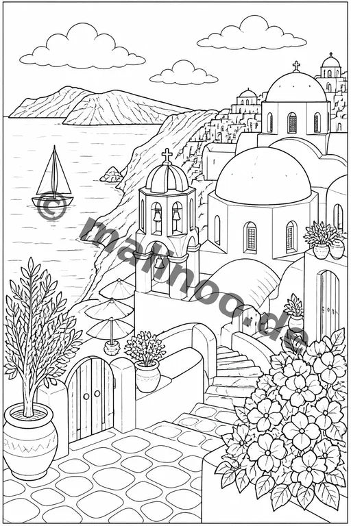 Griechenland Malbuch 20 Ausmalbilder gedruckt+lose – Vorschaubild 9