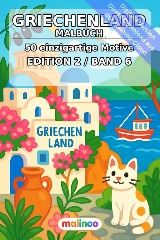 Griechenland Malbuch 50 Ausmalbilder PDF Download digital – Cover
