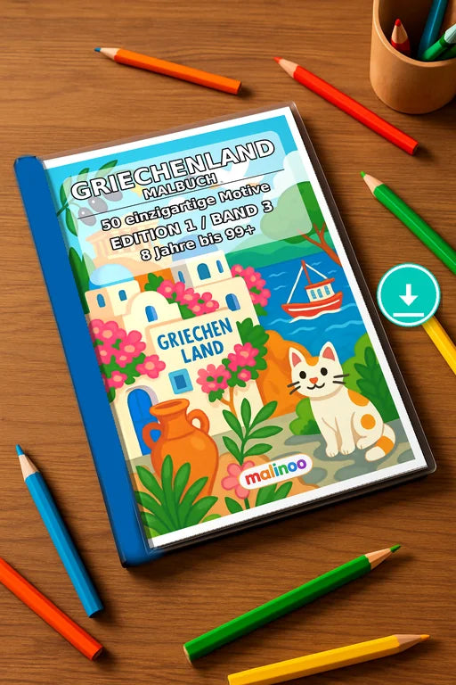 Griechenland Malbuch 50 Ausmalbilder PDF Download – Mockup-Ansicht