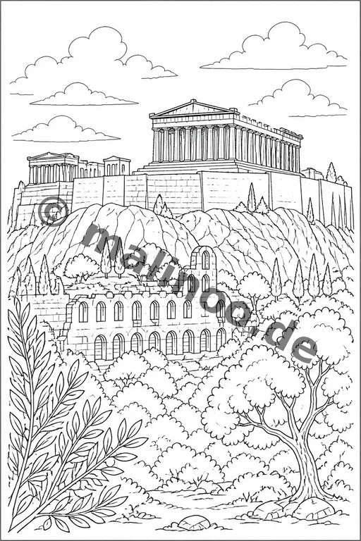 Griechenland Malbuch 50 Ausmalbilder PDF Download – Vorschaubild 1