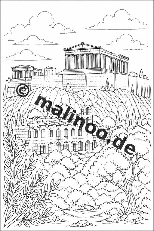 Griechenland Malbuch 50 Ausmalbilder PDF Download digital – Vorschaubild 1
