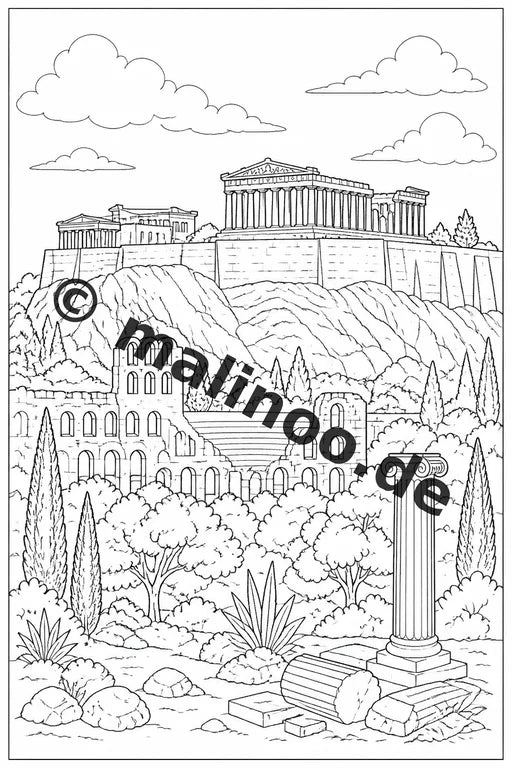 Griechenland Malbuch 50 Ausmalbilder PDF Download digital – Vorschaubild 1