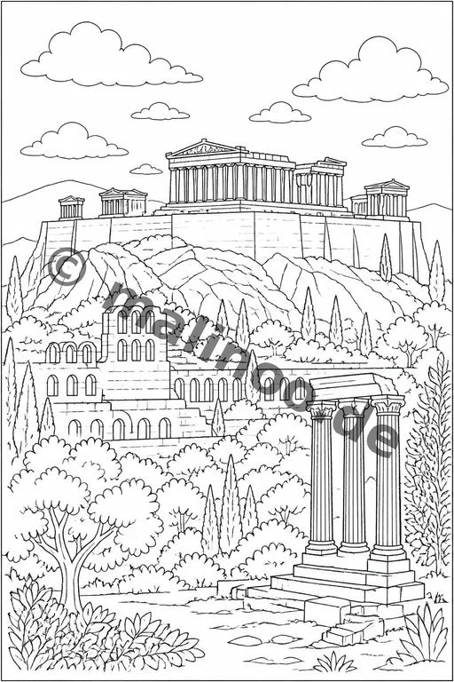 Griechenland Malbuch 50 Ausmalbilder PDF Download – Vorschaubild 1